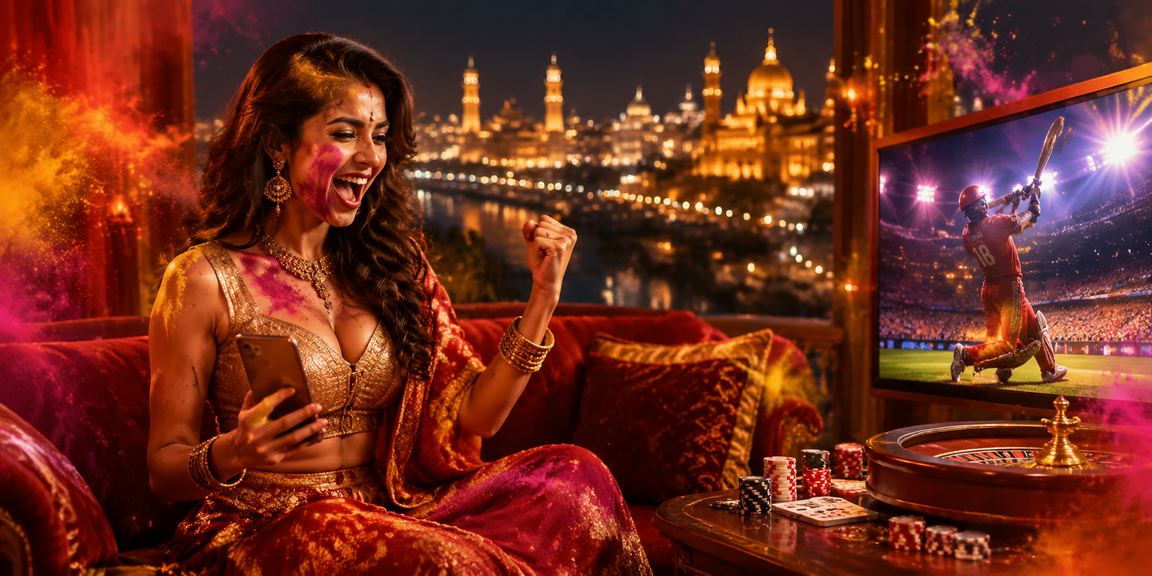Player responsibly enjoying casino app during Holi festival in Lucknow
